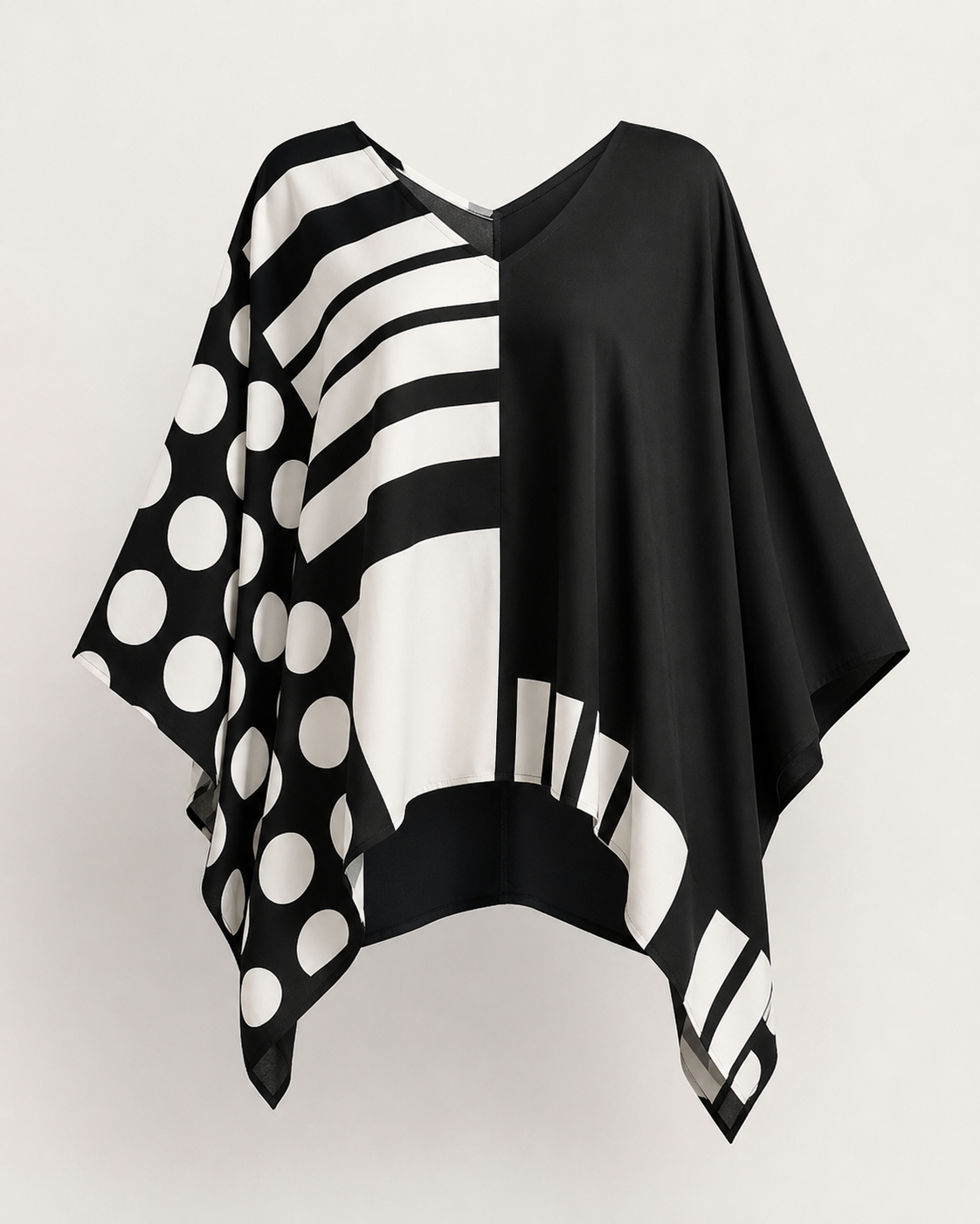 Top de algodón y lino con estampado de lunares