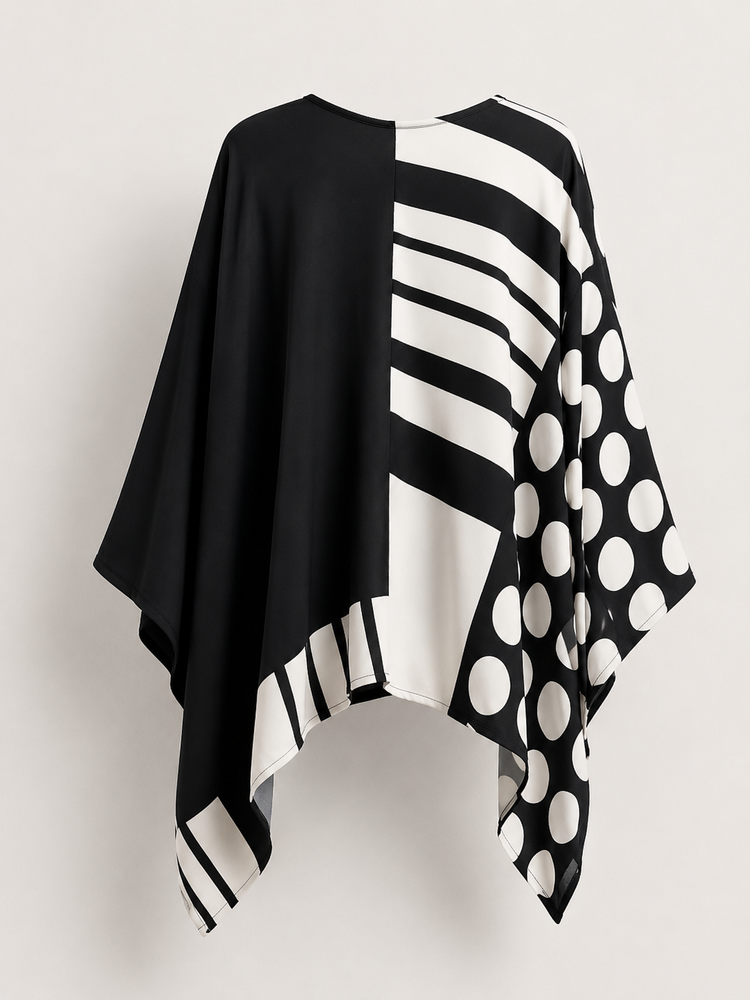 Top de algodón y lino con estampado de lunares