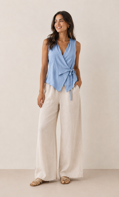 Loretta | Blusa sin mangas con escote cruzado