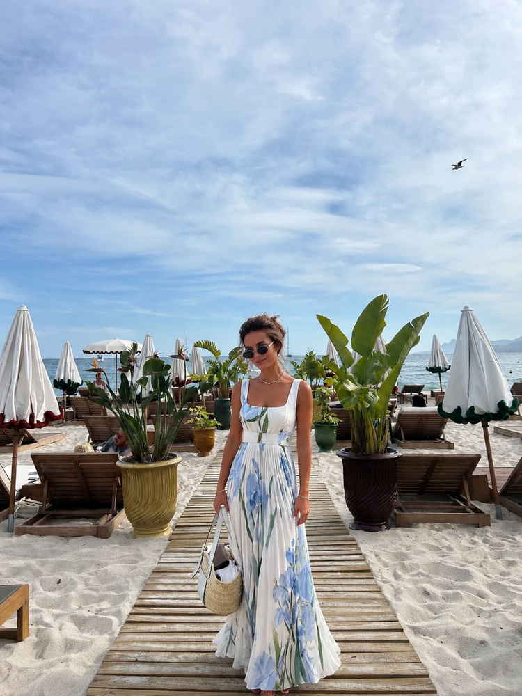 Oriah | Vestido maxi línea A floral