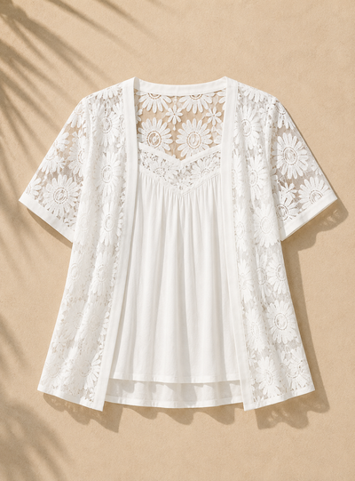 Blusa de encaje margaritas 2 en 1