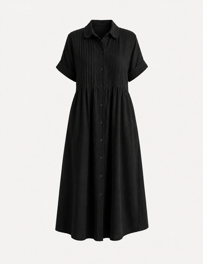 Vestido camisero midi con lorzas