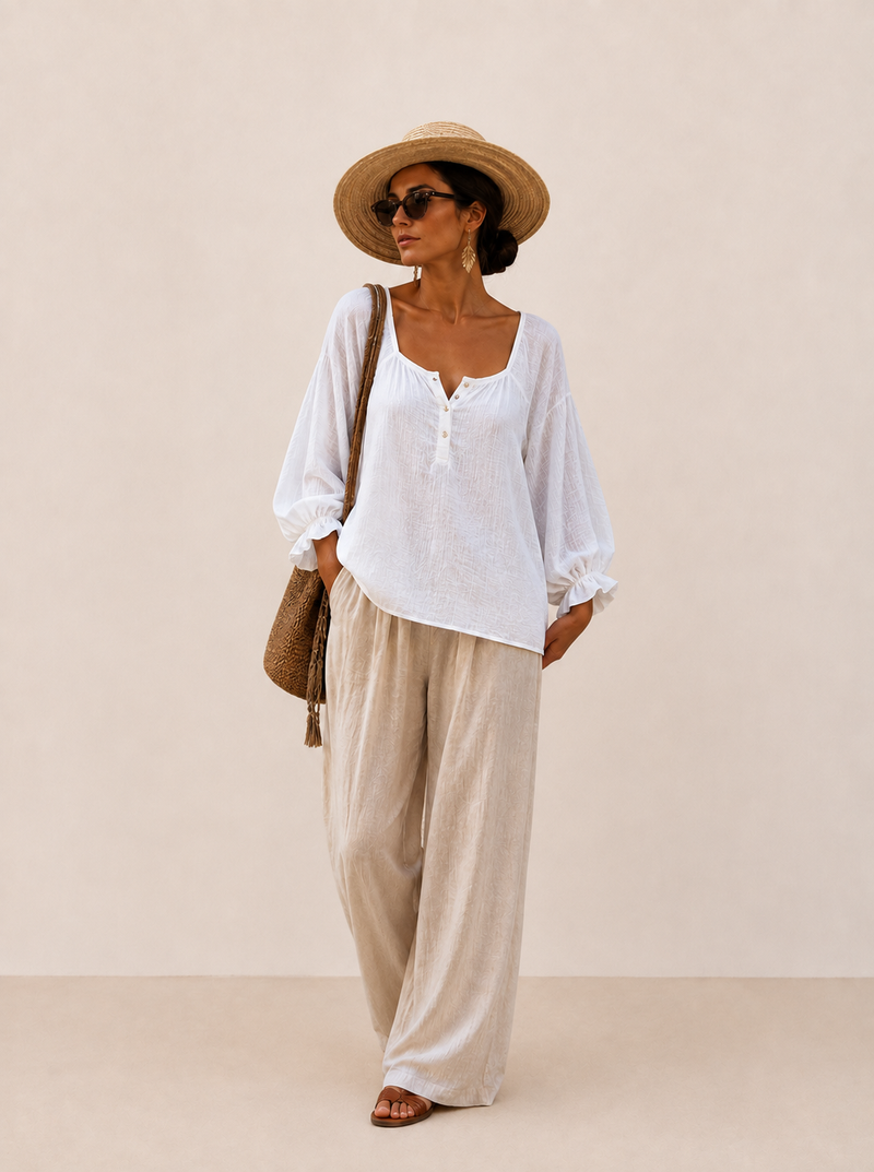 Blusa de lino con botones