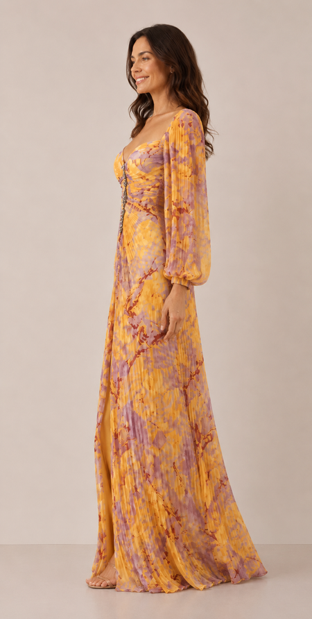 GREGORIA | Vestido floral con escote profundo — PERFIL