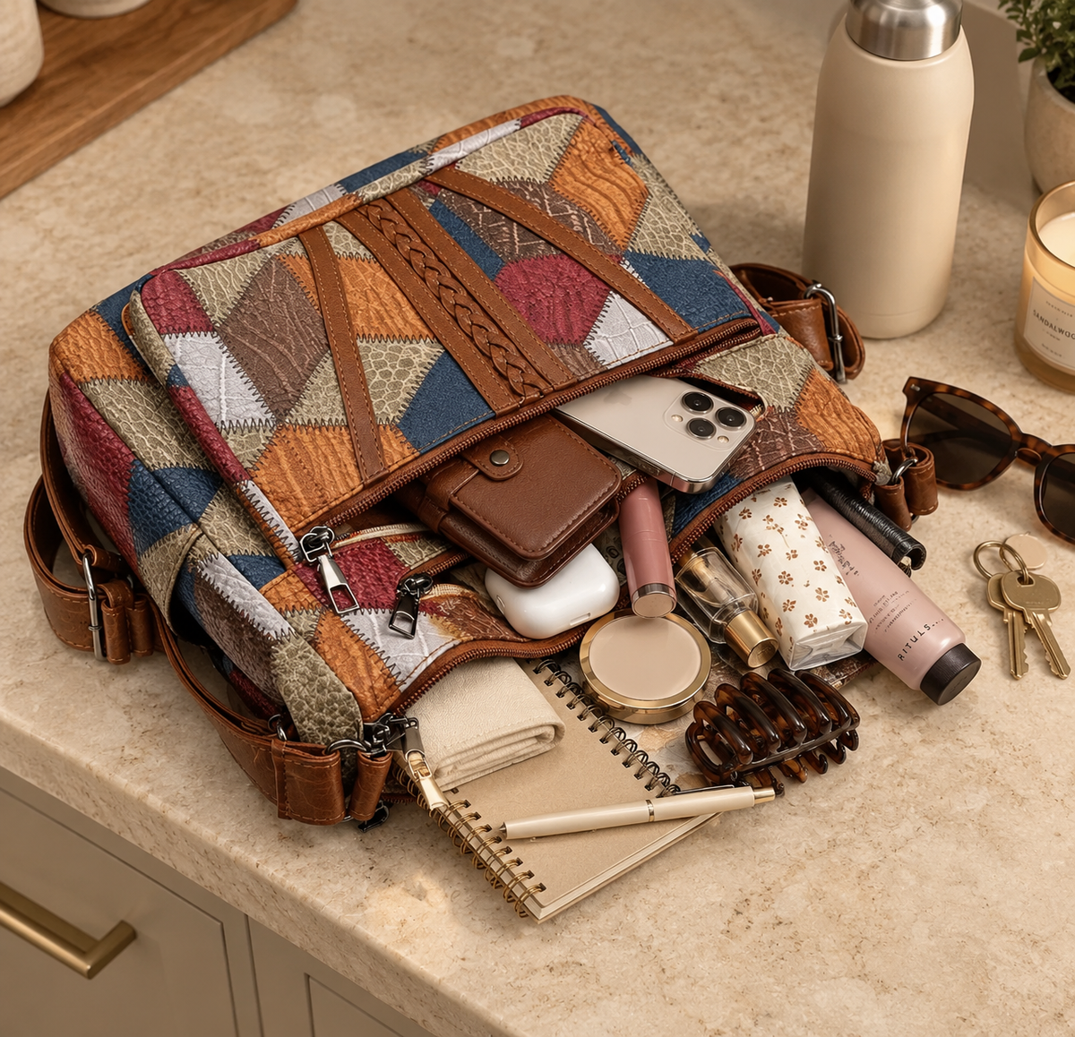 PAOLA | Bolso patchwork con bandolera